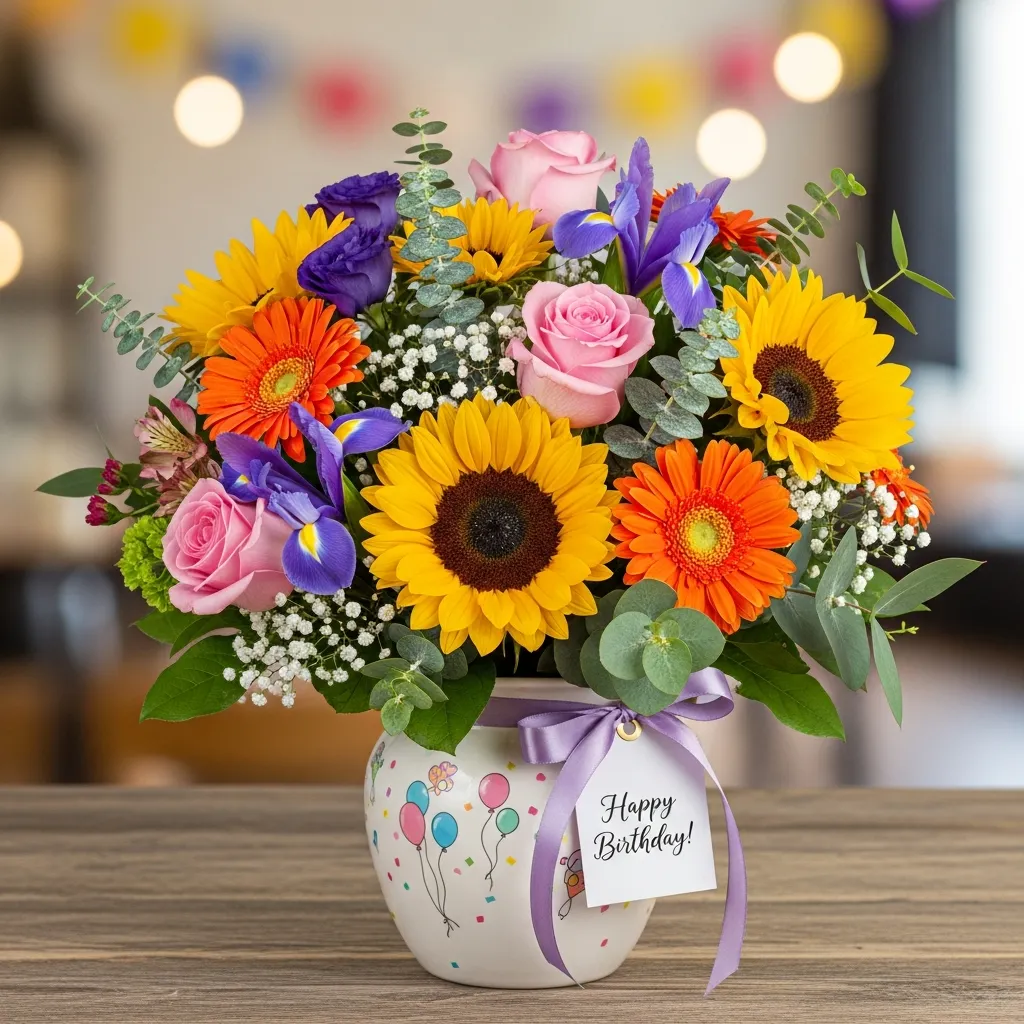 Custom birthday flower arrangement